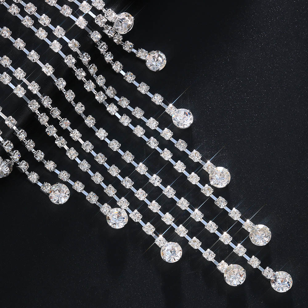 Women Crystal Body Chain Jewelry With Rhinestone Fringe Design